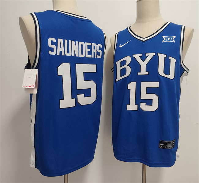 Men's Blue Duke Blue Devils #15 Richie Saunders Stitched Basketball Jersey